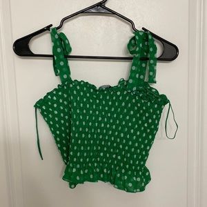 Zara polka dot green top